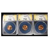(3) ANACS GRADED LINCOLN CENTS