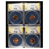 1958-D, 73-D & (2) 59 LINCOLN CENTS ANACS MS66 RED