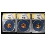 (3) ANACS GRADED LINCOLN CENTS