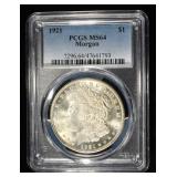 1921 MORGAN DOLLAR PCGS MS64