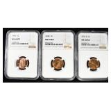 1937-D, 39-P & 95 LINCOLN CENT NGC MS66 RD