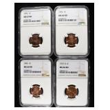 1937-D & (3) 1995 LINCOLN CENT NGC MS66-67 RD