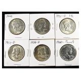(6) FRANKLIN HALF DOLLARS
