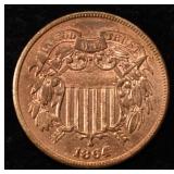 1864 2-CENT PIECE XF/AU