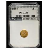 1855-C $1 GOLD TYPE-1 PCI AU/BU