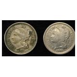 1865 & 1866 3-CENT NICKELS