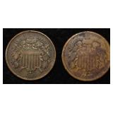 1864 & 1865 2-CENT PIECES