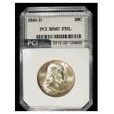 1948-D FRANKLIN HALF DOLLAR PCI SUPERB GEM BU FBL