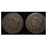 1826 & 1827 CORONET HEAD LARGE CENTS