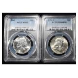1963 & 1963-D FBL FRANKLIN 50C PCGS MS62 & MS64