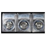 (3) 1963 FRANKLIN 50C PCGS MS62-MS63
