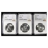 1961-D & 1963-P&D FRANKLIN 50C NGC MS64