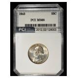 1943 WASHINGTON QUARTER PCI SUPERB GEM+ BU