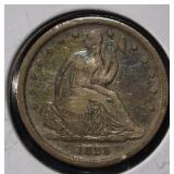 1838 LIBERTY SEATED DIME SM STARS VF/XF