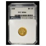 1850 $2.50 LIBERTY GOLD PCI CH/GEM BU