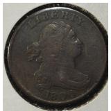 1800 DRAPED BUST HALF CENT XF