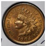 1904 INDIAN CENT GEM BU FULL RED