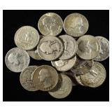 (20) 90% SILVER WASHINGTON QUARTERS