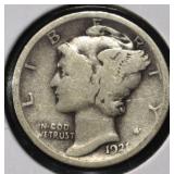 1921 MERCURY DIME VG
