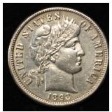 1893-O BARBER DIME NICE UNC LIGHT OLD CLEANING
