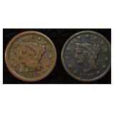 1845 & 1849 BRAIDED HAIR LARGE CENTS