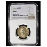 1951-D WASHINGTON QUARTER NGC MS67
