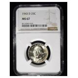 1943-D WASHINGTON QUARTER NGC MS67