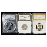 (3) GRADED WASHINGTON QUARTERS