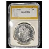 1886-S MORGAN DOLLAR PGA CH/GEM BU