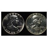 1959 & 1960 FRANKLIN HALF DOLLARS CH PROOF