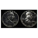 1961 & 1963 FRANKLIN HALF DOLLARS CH PROOF