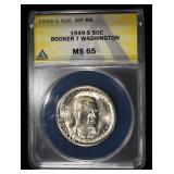 1949-S BOOKER T WASHINGTON COMMEM HALF ANACS MS-65