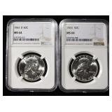 1961-D & 1963 FRANKLIN HALF DOLLARS NGC MS64