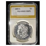 1889-S MORGAN DOLLAR PGA GEM BU DMPL