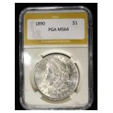 1890 MORGAN DOLLAR PGA CH/GEM BU