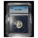 1949 ROOSEVELT DIME ICG MS67