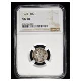 1921 MERCURY DIME NGC VG10