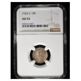 1926-S MERCURY DIME NGC AU53