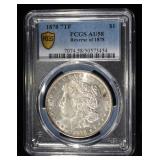 1878 7TF REV. 78 MORGAN DOLLAR PCGS AU-58