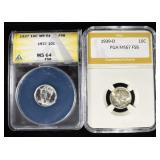 (2) GRADED MERCURY DIMES