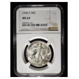 1946-S WALKING LIBERTY HALF DOLLAR NGC MS64
