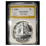 1988 AMERICAN SILVER EAGLE PGA PERFECT GEM BU