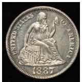 1887 SEATED LIBERTY DIME GEM PROOF