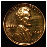 1941 LINCOLN CENT GEM PROOF RED