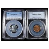 1943-S & 1945-D RD WHEAT CENTS PCGS MS66