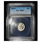 1960-D ROOSEVELT DIME ICG MS67