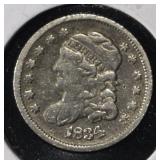 1834 CAPPED BUST HALF DIME CLND. AU