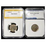 (2) GRADED BUFFALO NICKELS