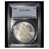 1884 MORGAN DOLLAR PCGS MS-64