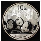 2013 10Y PANDAS 1 OZ .999 SILVER ROUND